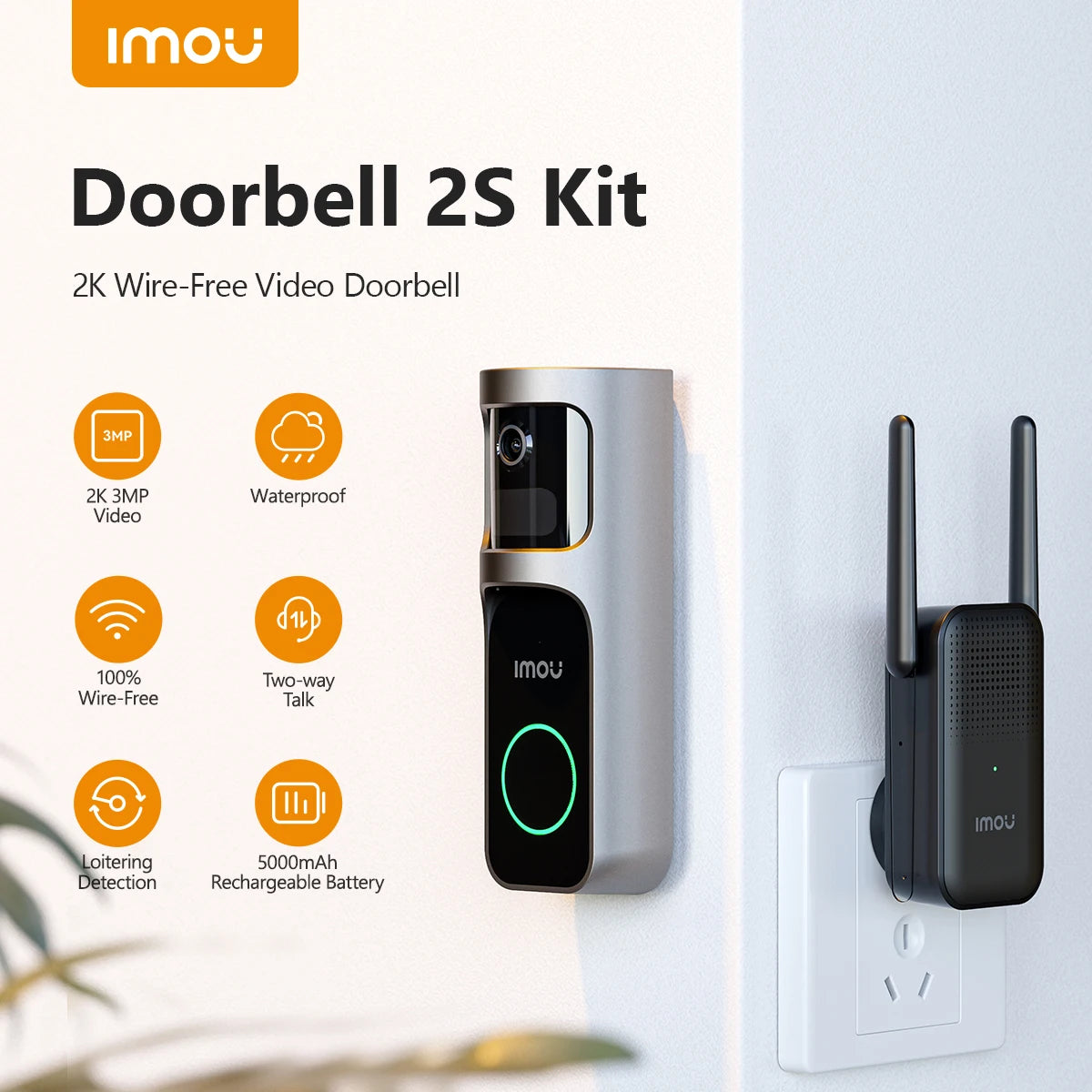 IMOU Doorbell 2S Kit 2K 3MP WiFi Video Doorbell Camera
