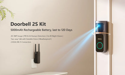 IMOU Doorbell 2S Kit 2K 3MP WiFi Video Doorbell Camera