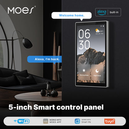MOES 5-Inch Smart Home Control Panel with Built-in Alexa & ZigBee Gateway